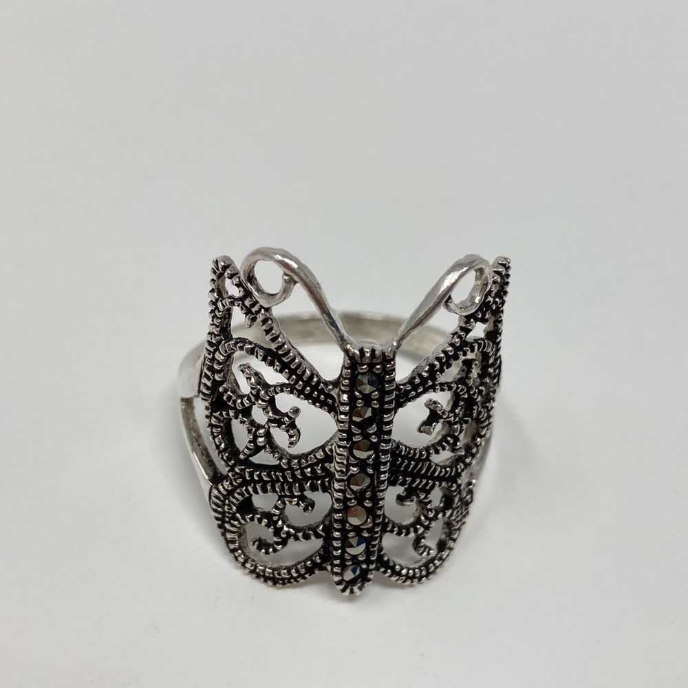 Butterfly  sterling silver ring 925 with small zirconia